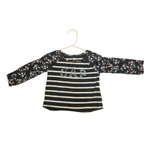 GAP Toddler Girl Long Sleeve Floral Stripe Shirt